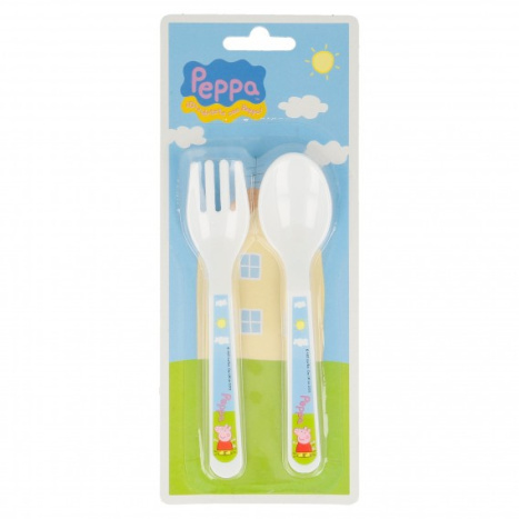 STOR Set of 2 plastic cutlery - Peppa