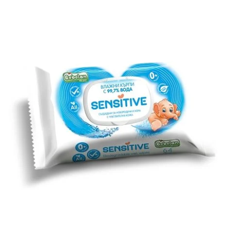BEBELAN Sensitive бебешки мокри кърпички с 99,7% вода x 64