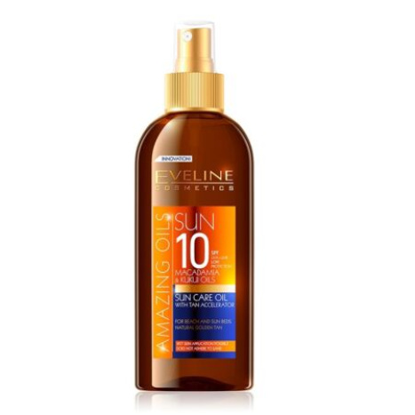 EVELINE Amazing oils Слънцезащитно олио SPF 10 с ускорител за тен 150 ml