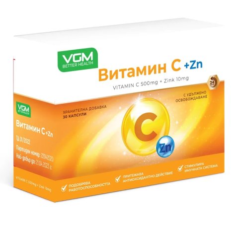 VGM BETTER HEALTH Витамин C 500mg + Цинк 10mg x 30 caps