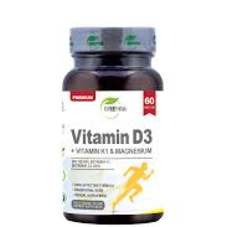 GREWIA Vitamin D3 400IU + Vitamin K1 + Magnesium  за имунната, нервната, мускулната и сърсечно-съдовата система x 60 caps