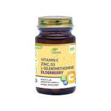 GREWIA Vitamin C + Vitamin D3 + Zink + L-Selenomethionine + Elderberry  за имунната система x 90 tabl