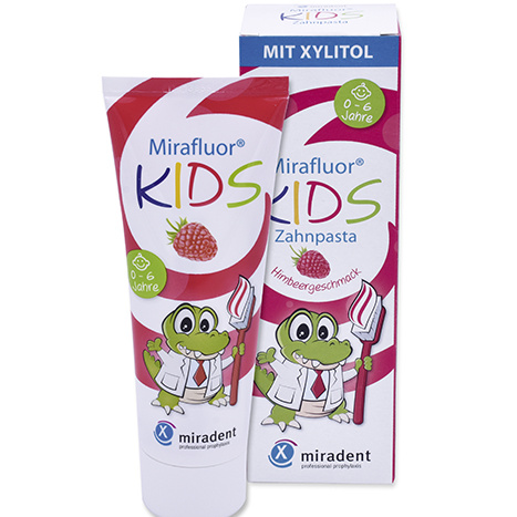 MIRADENT Toothpaste for children with xylitol and fresh raspberry flavor 75ml