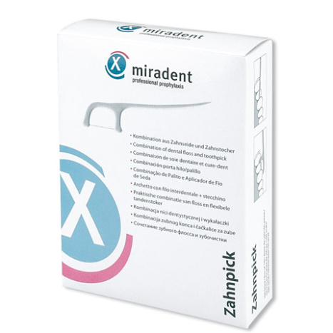 MIRADENT Dental floss with comfortable handle, individual packaging in a box x 100