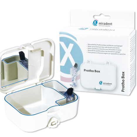 MIRADENT Box for prostheses with mirror and brush