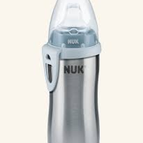 NUK Active Cup 215 мл., неръждаема стомана, термо, силиконов накрайник, 12+ мес., Син