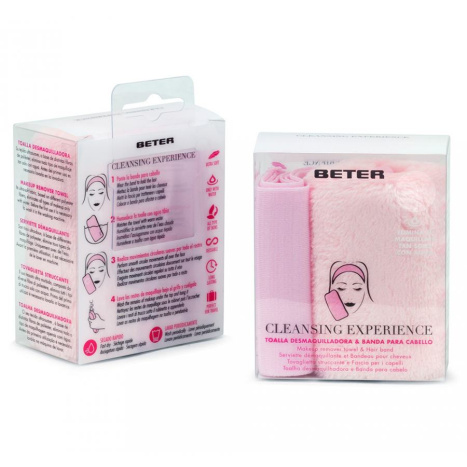 BETER CLEANSING EXPERIENCE комплект за дегримиране - кърпа за премахване на грим + лента за коса /22048