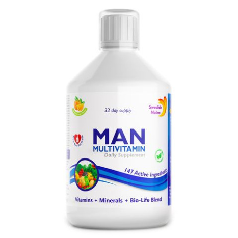 SWEDISH NUTRA MAN Мултивитамини за мъже с 147 активни съставки + колаген 1497mg течна формула 500ml