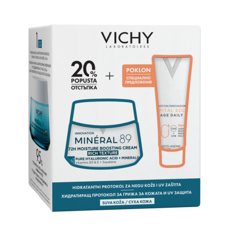 VICHY PROMO MINERAL 89 RICH крем за суха до много суха кожа 50ml + SOLEIL SPF50+ UV-AGE флуид 15ml