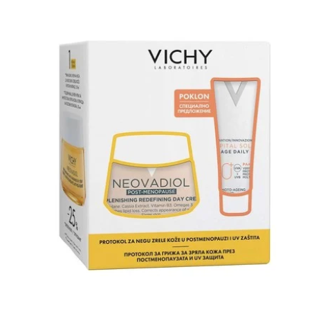 VICHY PROMO NEOVADIOL POST-MENOPAUSE дневен крем за всеки тип кожа 50ml + SOLEIL SPF50+ UV-AGE флуид 15ml