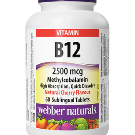 WEBBER NATURALS B12 METHYLCOBALTAMIN Витамин B-12 (метилкобаламин) 2500mcg x 60 subl tabl