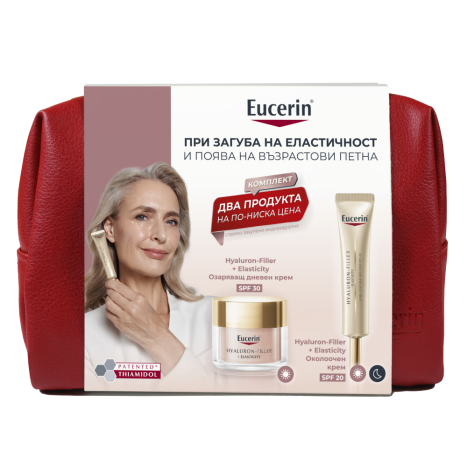 EUCERIN PROMO HYALURON FILLER + ELASTICITY ROSE SPF30 озаряващ дневен крем 50ml + Околоочен крем SPF20 15ml -30%