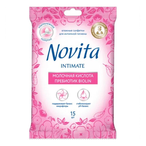 NOVITA мокри кърпи за интимна хигиена x 15