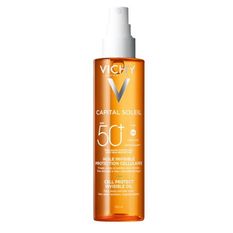 VICHY SOLEIL SPF50+ CELL PROTECT слънцезащитно масло за лице,тяло и коса 200ml