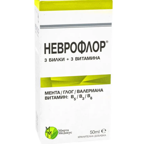 MIRTA MEDICUS НЕВРОФЛОР 3 билки и 3 витамина за здрава нервна система 50ml