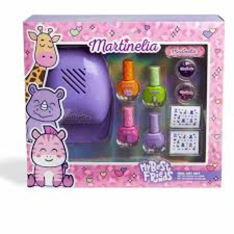 MARTINELIA 12271 Детски комплект за маникюр с UV лампа My Best Friends -Лак за нокти х 4мл, блясък за нокти, стикери за декорация