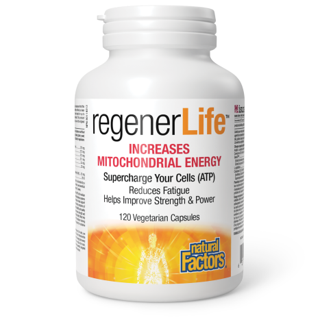 NATURAL FACTORS Regener Life Increases Mitochondrial Energy Формула за митохондриално здраве и забавяне на стареенето х 120 caps