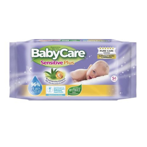 BABY CARE SENSITIVE PLUS бебешки влажни кърпички x 54