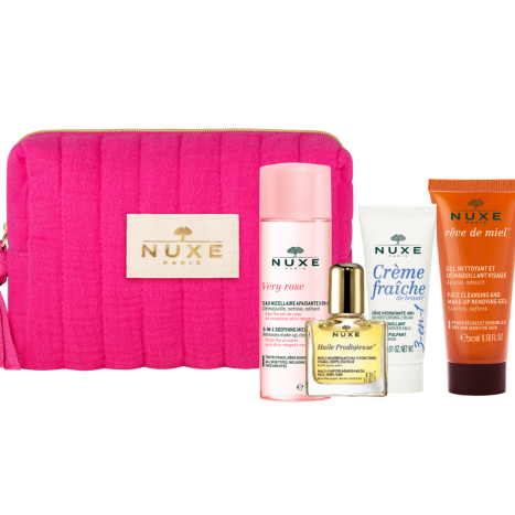 NUXE PROMO ЗАБЛЕСТЕТЕ С NUXE Very Rose вода 40ml + Reve de miel гел 30ml+сухо масло 10ml+Creme fraiche крем 15ml