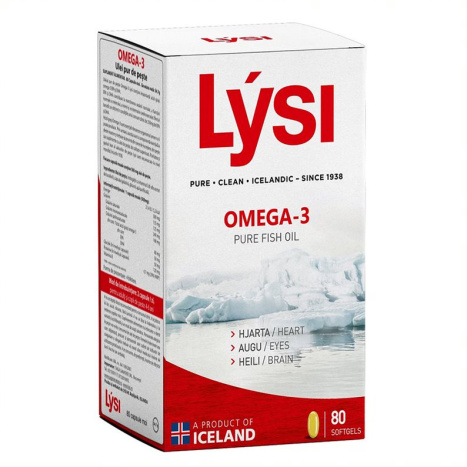 LYSI OMEGA-3 Омега-3 500mg (рибено масло ) за сърце, мозък и очи x 80 softgels caps