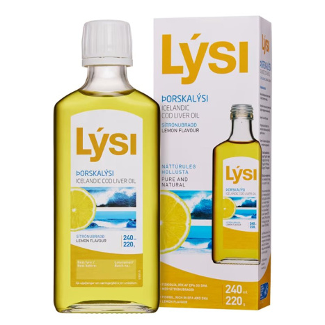 LYSI ICELANDIC COD LIVER OIL EPA-690mg, DHA-920mg (+ Vit.A & D3) Омега-3 2160mg (масло от черен дроб на исландска риба треска) с вкус на Лимон за сърце, мозък и очи x 240ml