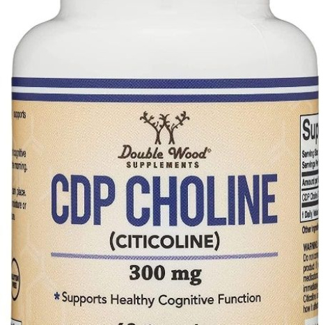 DOUBLE WOOD CDP CHOLINE (Citicoline) 300mg Цитиколин за фокус, памет и мотивация x 60 caps