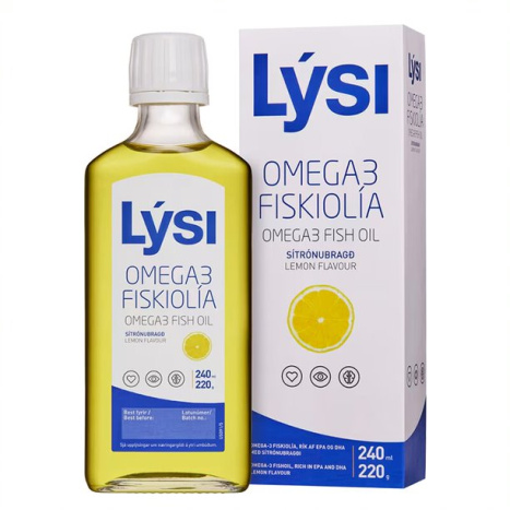 LYSI OMEGA-3 FISKIOLIA Fish Oil (EPA-745mg, DHA-4490mg) Омега-3 1560mg Течно рибено масло с вкус на лимон x 240ml