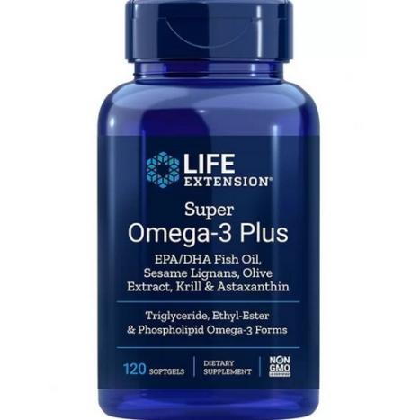 LIFE EXTENSION SUPER OMEGA-3 PLUS EPA/DHA Fish Oil,Sesame Lignans, Olive Extract, Krill & Astaxanthin Супер Омега-3 + Крил, Астаксантин, лигнан от сусам и екстракт от маслина х 120 softgel caps