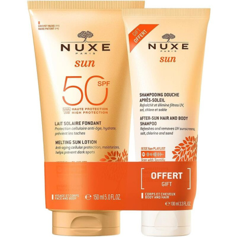 NUXE PROMO SUN SPF50 Нежен лосион за лице и тяло 150ml + Шампоан за след слънце 100ml