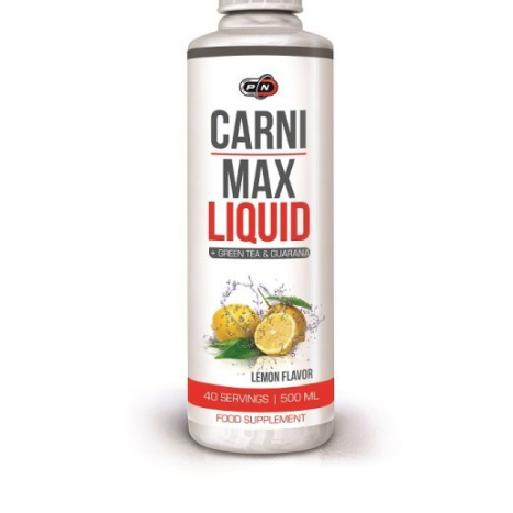 PURE NUTRITION CARNI MAX WITH GREEN TEA & GUARANA,LEMON Течен л-карнитин с добавени Гуарана и Зелен чай, за изгаряне на мазнини 500ml