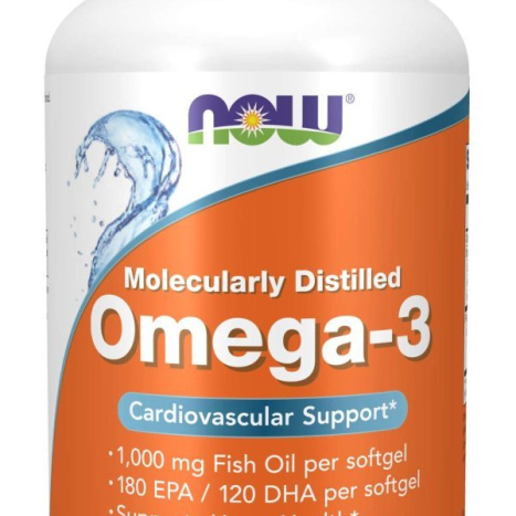 NOW OMEGA 3 1000mg Рибено масло за отпимално здраве на сърдечно x 200 softgels