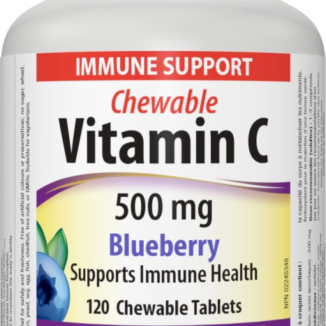 WEBBER NATURALS VITAMIN C 500mg Blueberry дъвчащи с вкус на Боровинка за имунитет х 120 chewable tabl