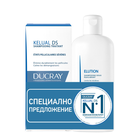 DUCRAY PROMO KELUAL DS третиращ шампоан 100ml + ELUTION Балансиращ шампоан 200ml