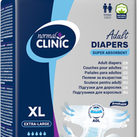 NORMAL CLINIC пелени за възрастни супер абсорбиращи XL 130-170 см x 10