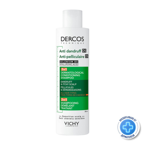 VICHY DERCOS ANTI-DANDRUFF  шампоан + балсам 2 в 1 против пърхот 200ml