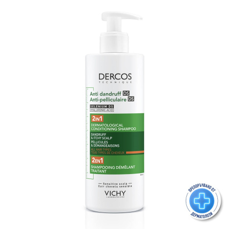 VICHY DERCOS ANTI-DANDRUFF  шампоан + балсам 2 в 1 против пърхот 390ml