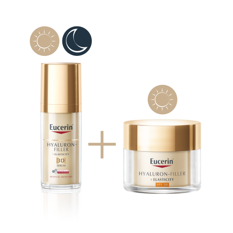 EUCERIN PROMO HYALURON FILLER + ELASTICITY SPF30 дневен крем 50ml + 3D серум 30ml