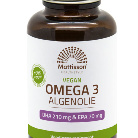 MATTISSON Vegan OMEGA-3 ALGENOLIE (DHA-210mg & EPA-70mg) Веган Омега-3 от водорасли Мозъчна и сърдечна функция х 60 caps