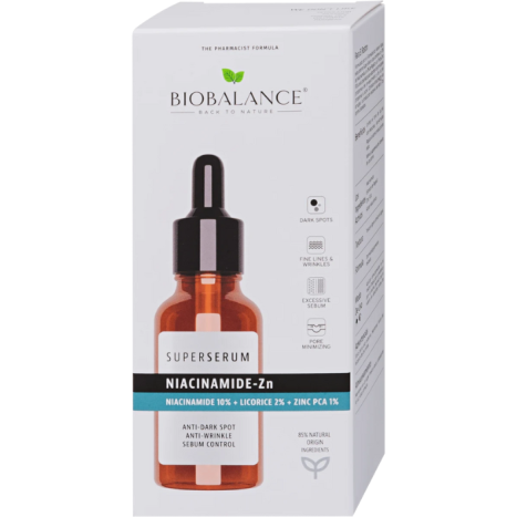 BIOBALANCE Супер серум НИАЦИНАМИД -Zn НИАЦИНАМИД 10% +ЛИКОРИС 2% + ЦИНК PCA 1% 30ml