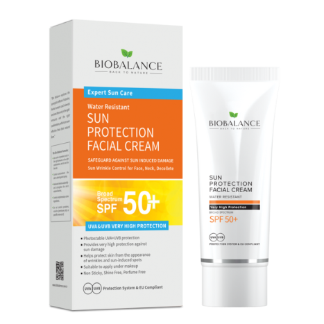 BIOBALANCE Слънцезащитен крем за лице и деколте  SPF 50+ 75ml