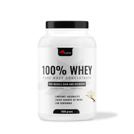 ADASTRA 100% WHEY Protein Vanilla flavor Проеинова напитка с вкус на ванилия 1500g