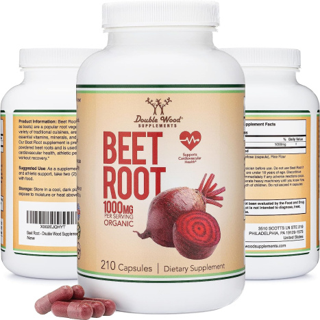 DOUBLE WOOD BEET ROOT 500mg Червено цвекло за енергия, сърдечно и чернодробно здраве x 210 caps