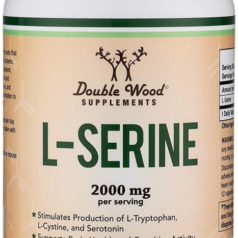 DOUBLE WOOD L-SERINE 500mg Л - Серин за памет, фокус, добър сън и настроение х 180 caps