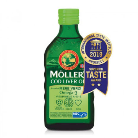 MOLLERS COD LIVER OIL OMEGA 3 Vitamin A-D-E с вкус на ябълка 250ml
