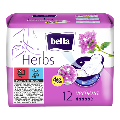 BELLA HERBS VERBENA deo fresh sanitary towels x12