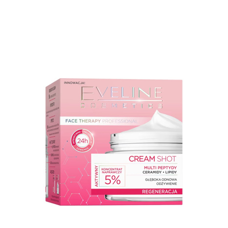 EVELINE EV1 CREAM SHOT Регенериращ крем за  лице с МУЛТИПЕПТИДИ 50ml