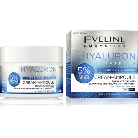 EVELINE EV1 CREAM-AMPOULE HYALURON Дневен/Нощен крем за  лице - ДЪЛБОКА ХИДРАТАЦИЯ 50ml