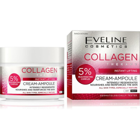 EVELINE EV1 CREAM-AMPOULE COLLAGEN Дневен/Нощен крем за  лице - НЕЗАБАВЕН ЛИФТИНГ 50ml