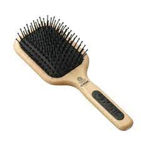 KENT Hair Brush, Soft Rubber Pad, Synthetic Braiding Needles, Beech Wood 30979