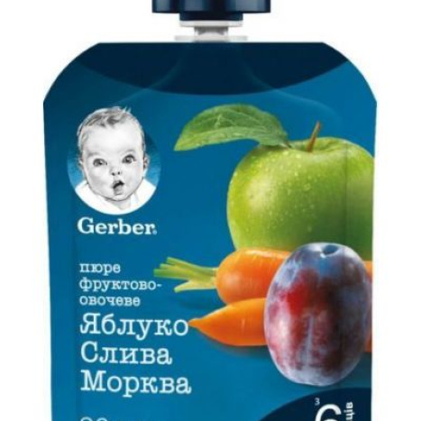 NESTLE GERBER Pouch apple, plum and carrot 6+m 90g